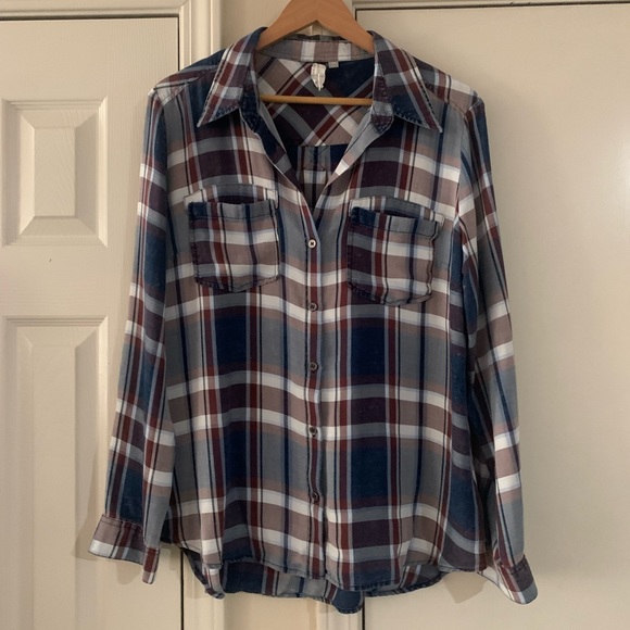 KUT From the Kloth Silky Soft Lyocell Plaid Print Button Down Women Large - Picture 6 of 7